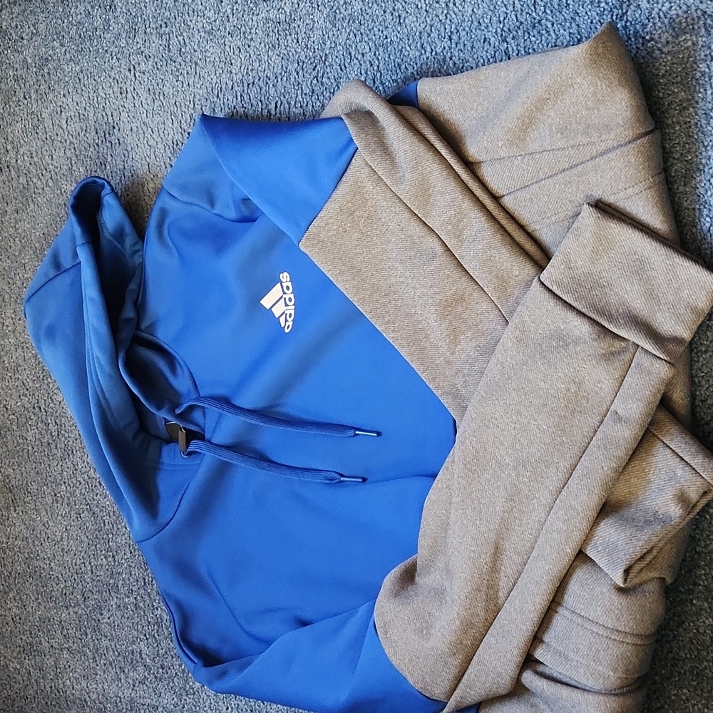 Addias Blue and Grey Hoodie